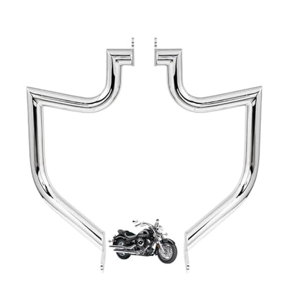 Gamyipp 1.5" Fat Crash Bar Engine Guard Highway Bar for Yamaha Vstar 1100 Classic Custom Silverado (Silver)