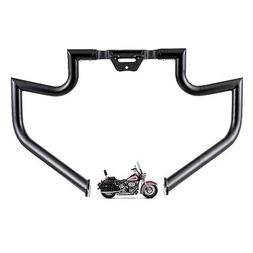 Gamyipp 1.5" Crash Bar Engine Guard Highway Freeway Bar for Harley Softail Fat boy Fat Bob Heritage Low Rider Breakout Street Bob Deluxe Models 18-2023 (Except FXDRS) (Black)