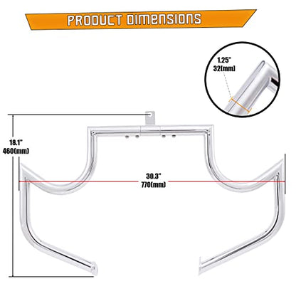 Kinglemc Crash Bar Engine Guard Highway Bar for Honda 750 VT750 VT750C VT400 Shadow Aero Phantom Spirit (Mustache Silver)