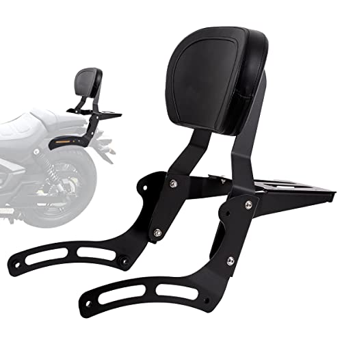 Gamyipp Powersports Sissy Bar with Backrest Flag Pattern Luggage Rack for Kawasaki Vulcan VN 900 2000 Classic Custom 2009-21 (Black)