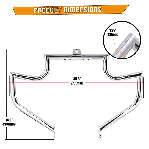 Kinglemc Crash Bar Engine Guard Highway Freeway Bar for Harley Davidson Softail FL Deluxe Fat Boy Slim Heritage Springer Classic Cross Bones 2000-2017 (Silver)