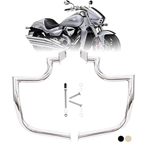 Kinglemc Mustache Engine Guard Highway Crash Bar for Suzuki Boulevard M109 M109R 06-2020 (Silver)