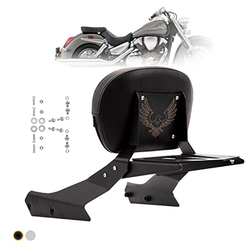 Kinglemc Powersports Sissy Bar with Backrest Luggage Rack for Honda VTX 1300C 1800 F C 2005-2009(Black,Non-Studded)