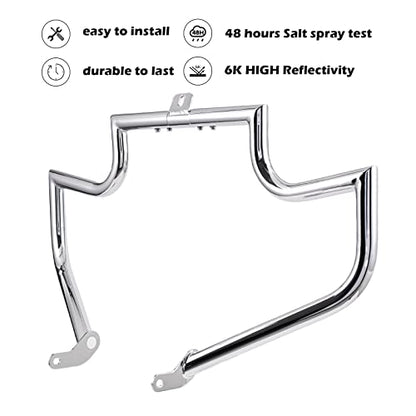 Kinglemc Crash Bar Engine Guard Highway Freeway Bar for Harley Davidson Softail FL Deluxe Fat Boy Slim Heritage Springer Classic Cross Bones 2000-2017 (Silver)