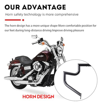 Gamyipp 1.5" Crash Bar Engine Guard Highway Freeway Bar for Harley Davidson Softail FL Deluxe Fat Boy Slim Heritage Springer Classic Cross Bones 2000-2017 (Black)