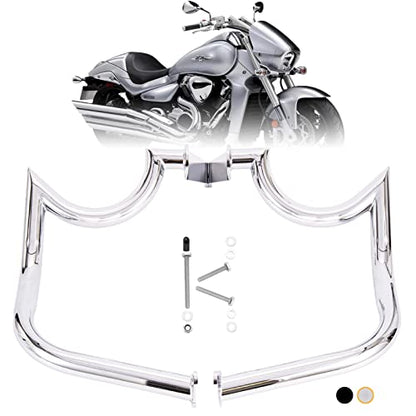 Kinglemc Mustache Engine Guard Highway Crash Bar for Suzuki Boulevard M109 M109R 06-2020 (Mustache Silver)