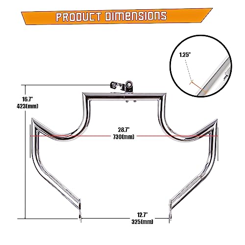 Kinglemc Engine Guard Highway Freeway Crash Bar for Honda VTX 1300 R S C Models 1300R 1300C 1300S (Mustache Silver)