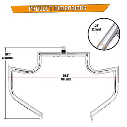 Kinglemc Crash Bar Engine Guard Highway Bar for Honda 750 VT750 VT750C VT400 Shadow Aero Phantom Spirit (Silver)