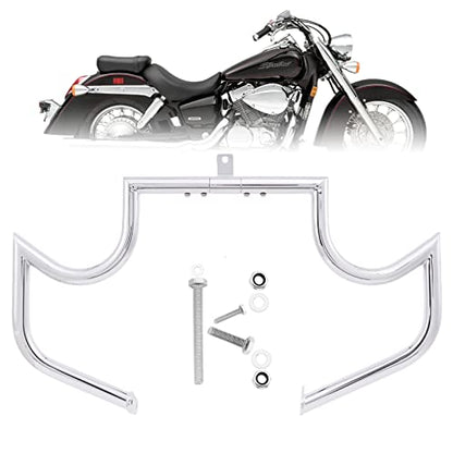 Kinglemc Crash Bar Engine Guard Highway Bar for Honda 750 VT750 VT750C VT400 Shadow Aero Phantom Spirit (Mustache Silver)