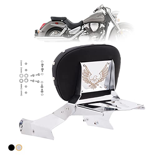 Kinglemc Powersports Sissy Bar with Backrest Luggage Rack for Honda VTX 1300C 1800 F C 2005-2009(Silver,Studded)