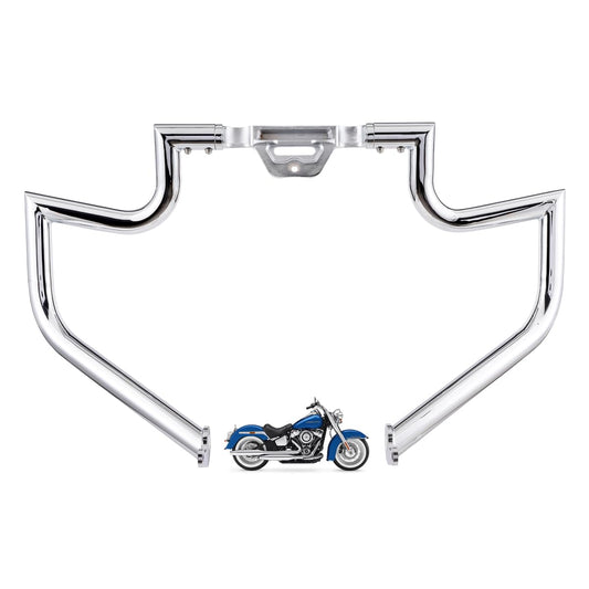 Gamyipp 1.5" Crash Bar Engine Guard Highway Freeway Bar for Harley Softail Fat boy Fat Bob Heritage Low Rider Breakout Street Bob Deluxe Models 18-2023 (Except FXDRS) (Silver)