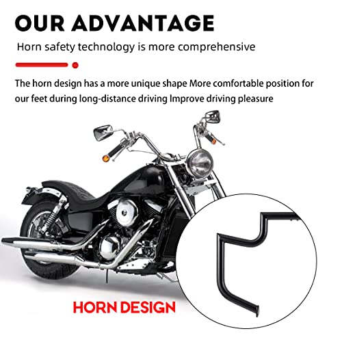 Gamyipp 1.5" Crash Bar Engine Guard Highway Freeway Bar for Kawasaki Vulcan 1500 VN1500 VN1500D VN1500E VN1500N Classic (Black)