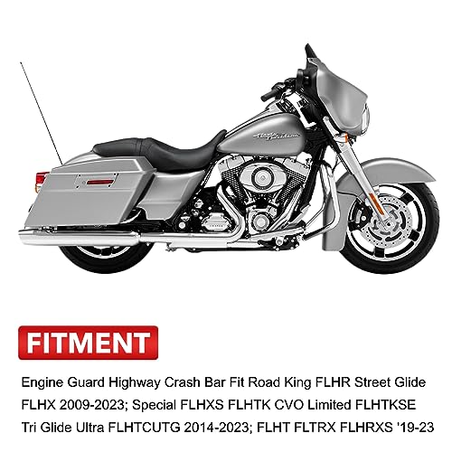 Gamyipp 1.5" Crash Bar Engine Guard Highway Freeway Bar for Harley Davidson Touring Road Glide Road King Street Glide Electra Glide CVO and Trike Models (Fit for 2009-2023 Touring, Chrome)