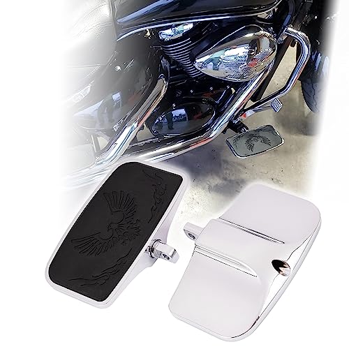 Kinglemc Front Rider Rear Passenger Position Floorboards Footboard Footpeg for Harley Dyna Touring Softail Sportster 883 1200 (Eagle 7.9 * 4.5", Silver)