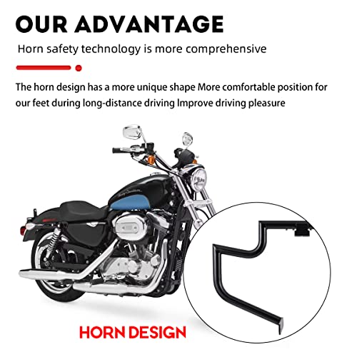 Gamyipp 1.5" Crash Bar Engine Guard Highway Freeway Bar for Harley Sportster XL XLH 883 1100 1200 Custom Deluxe Hugger Sport (Black)