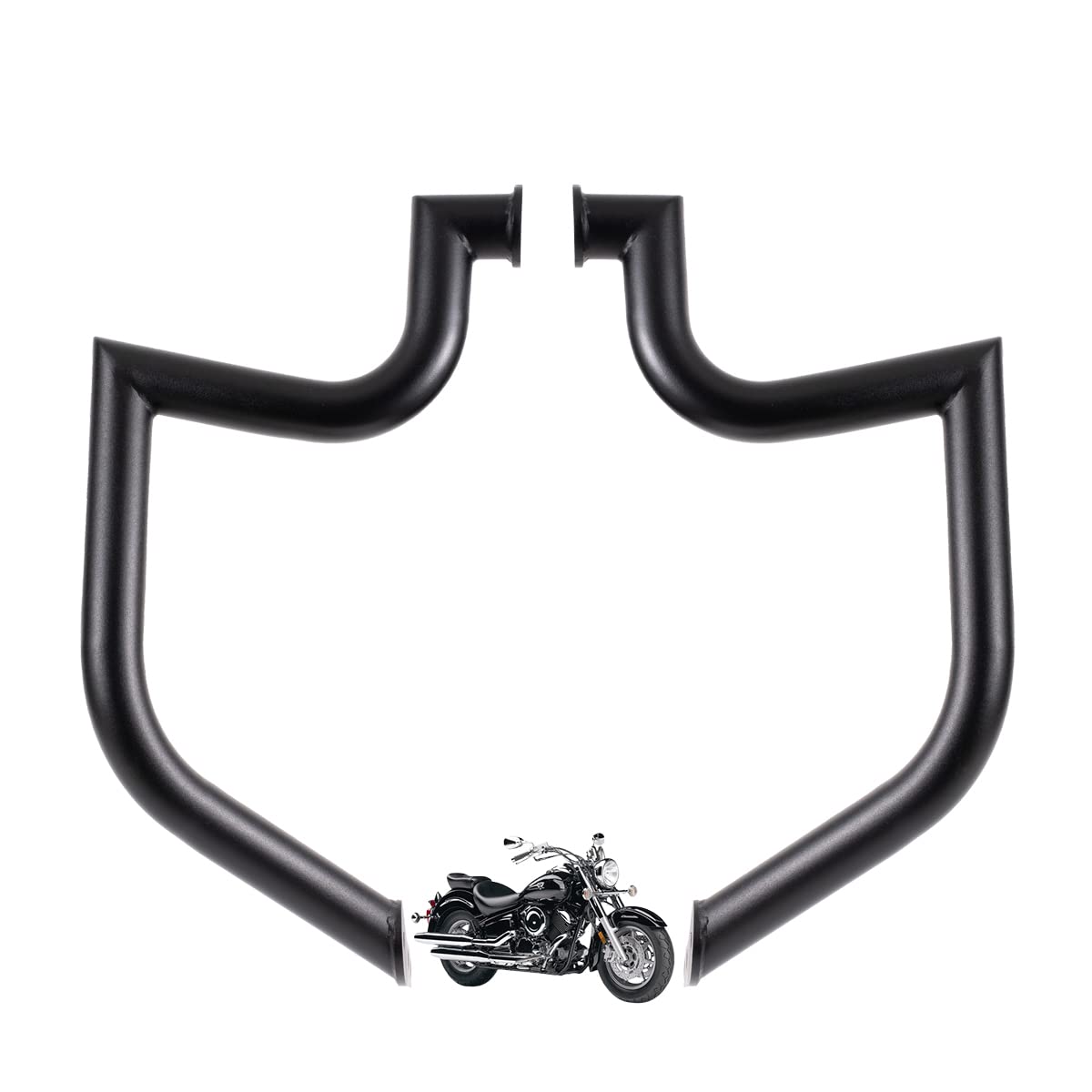 Gamyipp 1.5" Fat Crash Bar Engine Guard Highway Bar for Yamaha Vstar 1100 Classic Custom Silverado (Matte Black)