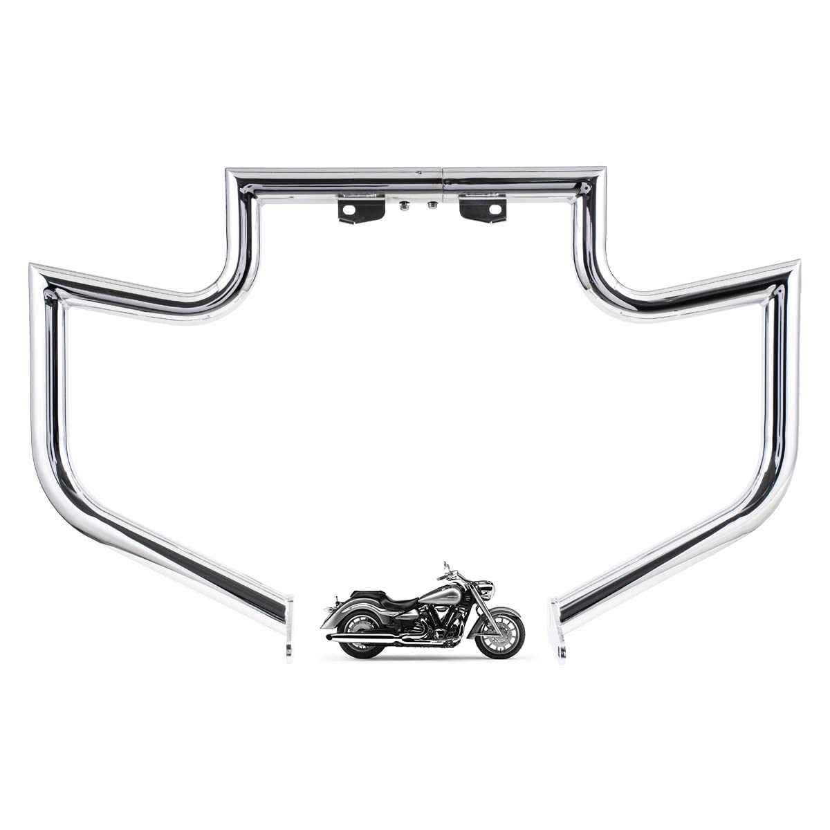 Gamyipp 1.5" Fat Crash Bar Engine Guard Highway Freeway Bar for Yamaha XV1900 XV 1900 Roadliner Raider Stratoliner (Silver)