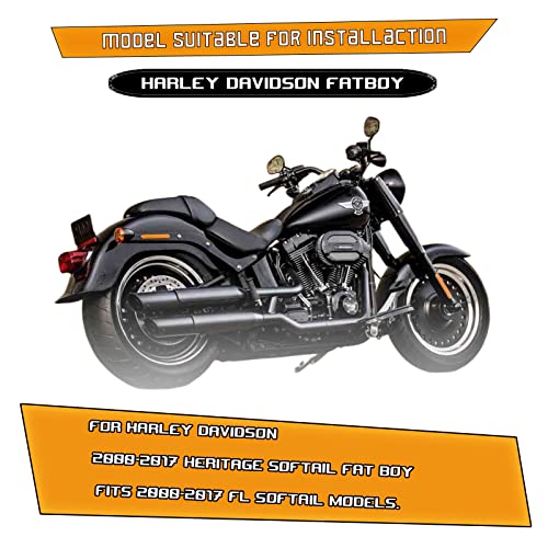 Kinglemc Crash Bar Engine Guard Highway Bar for Harley Davidson 2000-2017 Heritage Softail Fat Boy (Mustache Black)