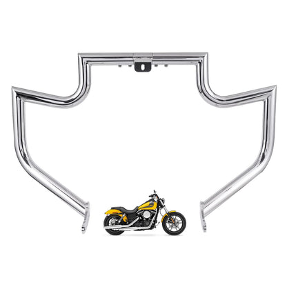 Gamyipp 1.5" Crash Bar Engine Guard Highway Freeway Bar for Harley Dyna Daytona Glide Custom Low Rider Street Bob Sturgis Super Glide (Silver)