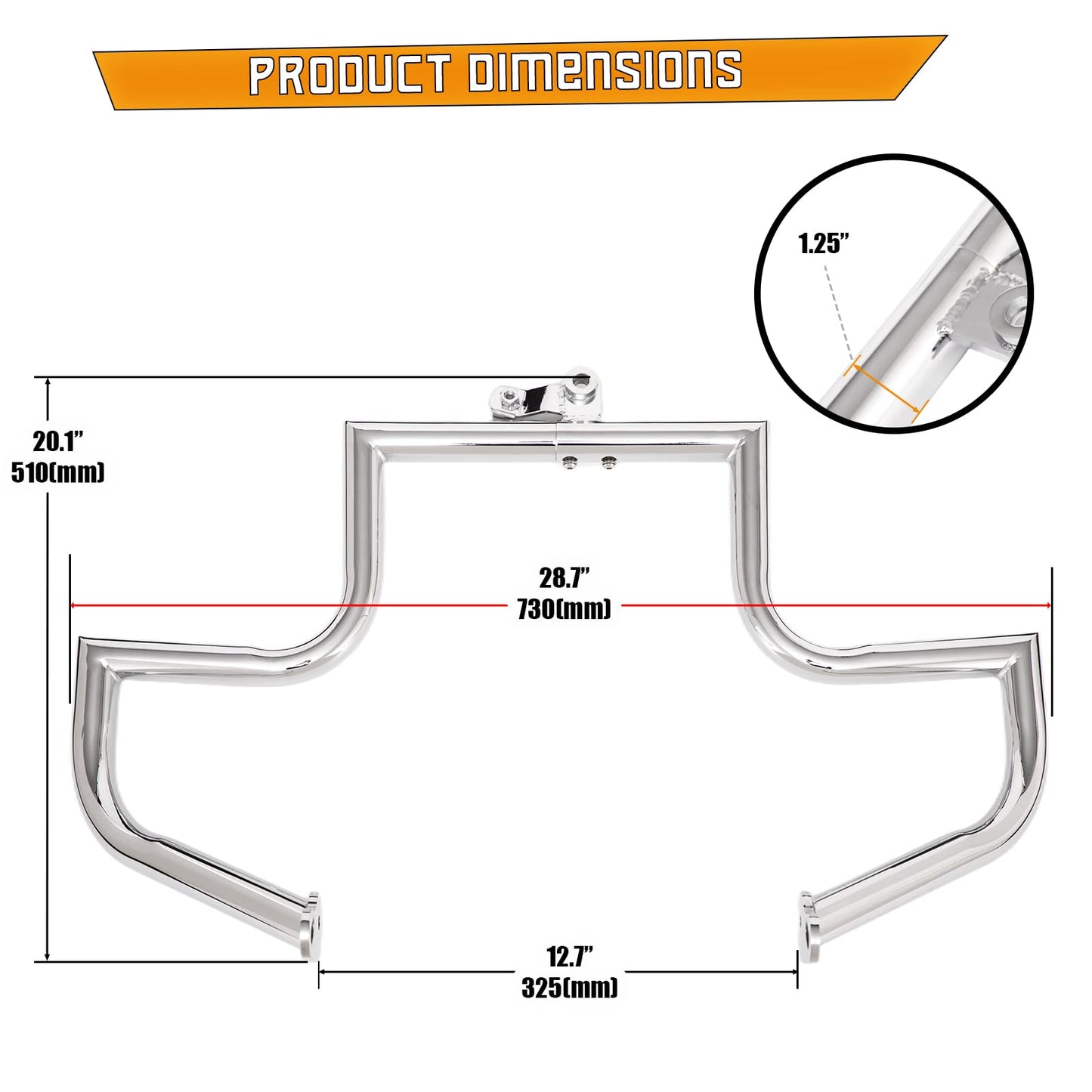 Kinglemc Engine Guard Highway Freeway Crash Bar for Honda VTX 1300 R S C Models 1300R 1300C 1300S (Silver)