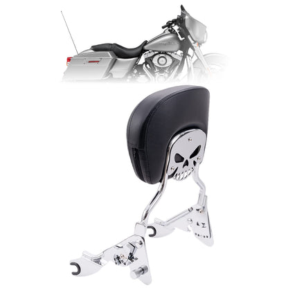 Kinglemc Sissy Bar Passenger Backrest for Harley Davidson Touring Road King Street Glide Road Glide Electra Glide (Fit for 2009-2023 Touring-Adjustable, Silver,Non-Studded)