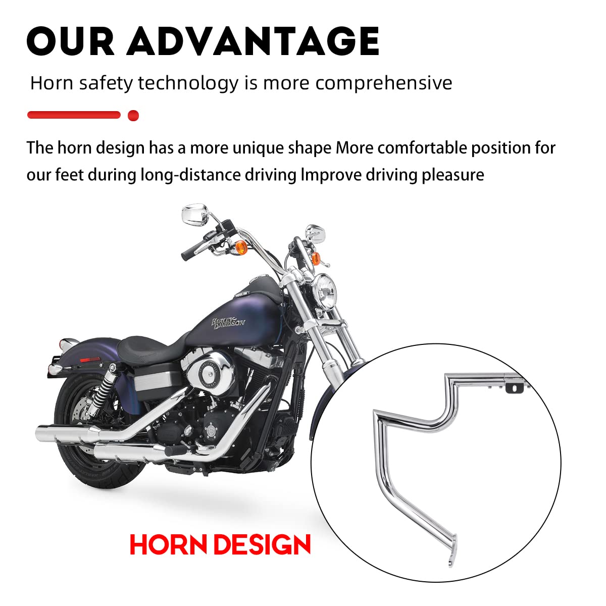 Gamyipp 1.5" Crash Bar Engine Guard Highway Freeway Bar for Harley Dyna Daytona Glide Custom Low Rider Street Bob Sturgis Super Glide (Silver)