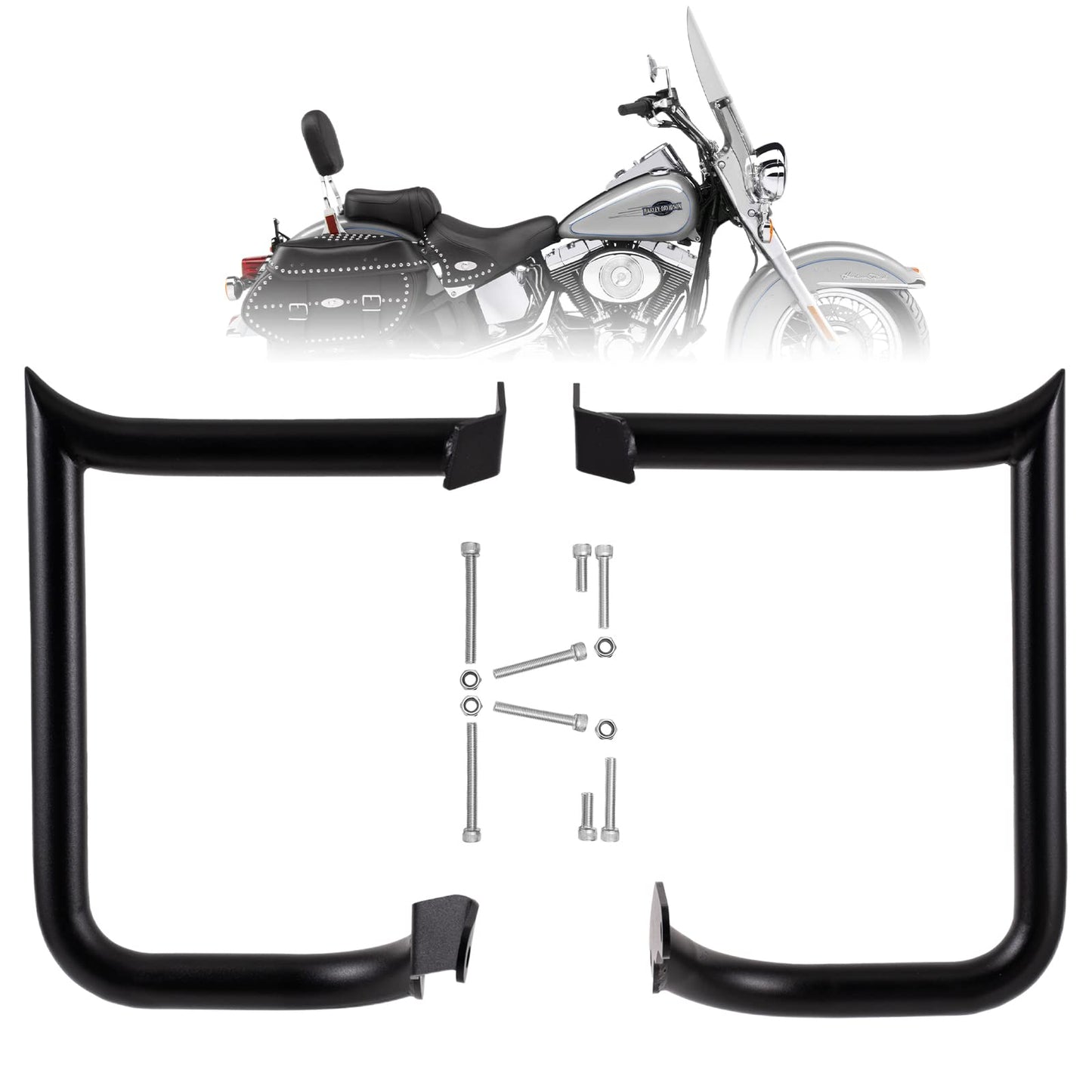 Kinglemc Rear Saddlebag Guard Crash Bar for Harley Softail Heritage Springer FLSTS 1993-1999